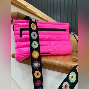 BCBGeneration Pink Crossbody Bag with Embroidered Strap